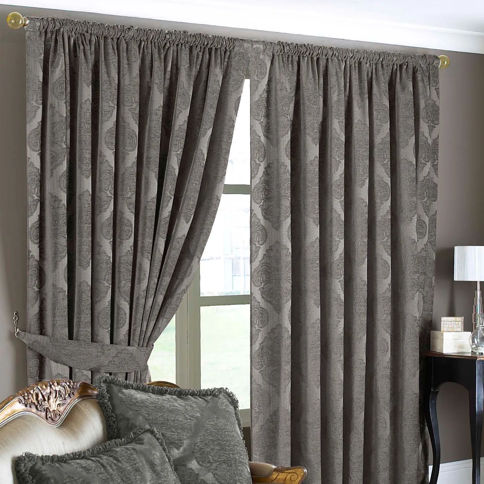 Paoletti Winchester Pencil Pleat Curtains in Light Brown