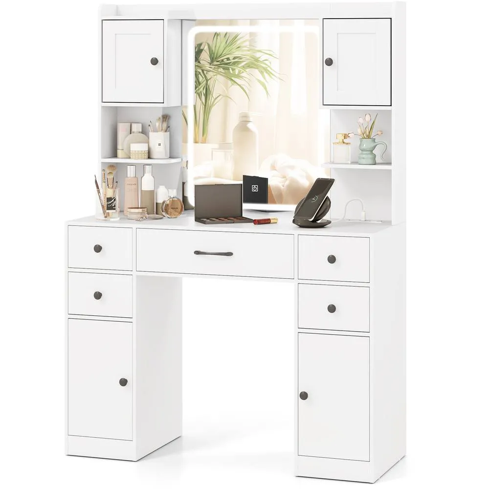 Costway Makeup Vanity Desk with Mirror - White