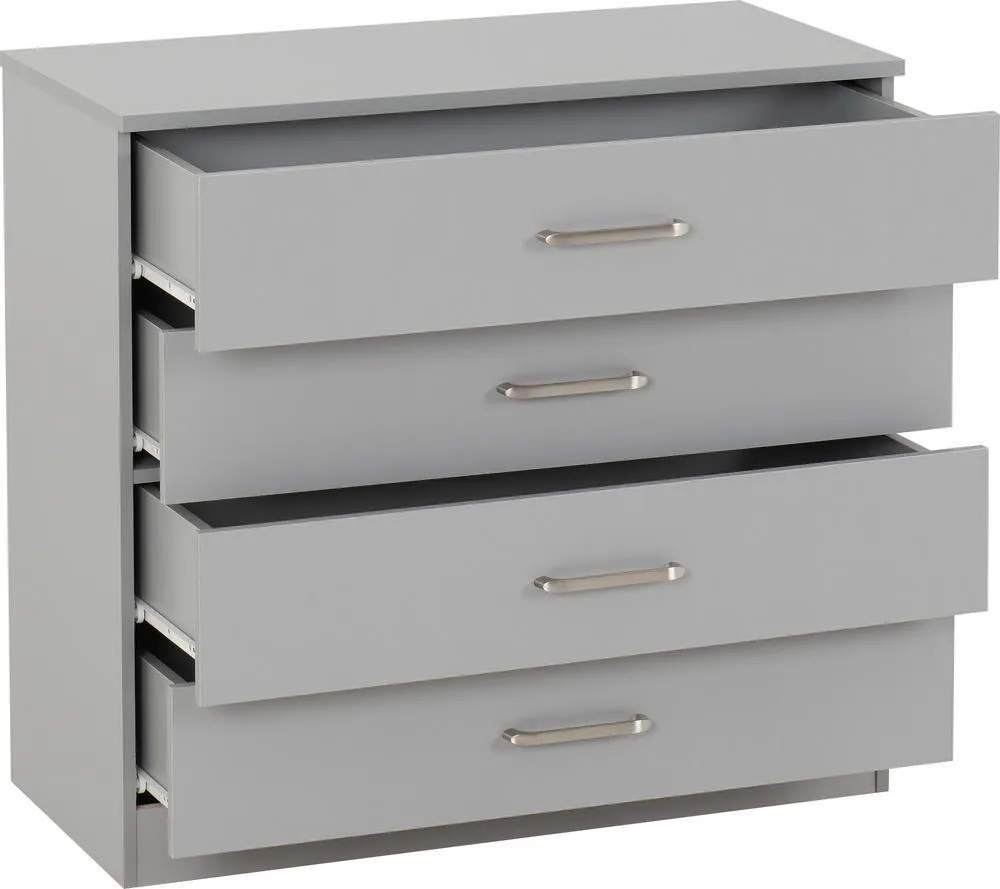 Seconique Dakotia 4 Drawer Chest in Light Grey 3