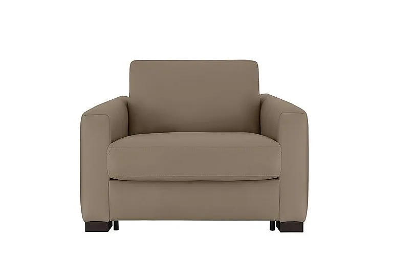 Alcova Leather Chair Sofa Bed with Box Arms - Torello Taupe