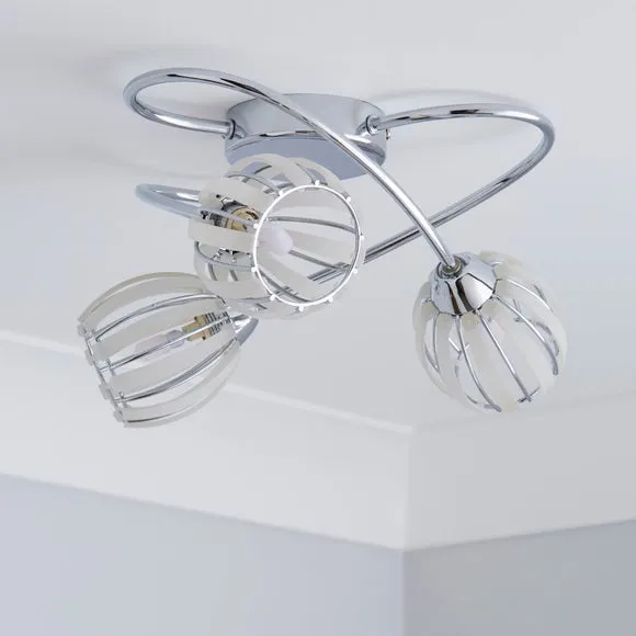 Rosa 3 Light Chrome Semi Flush Ceiling Light 2