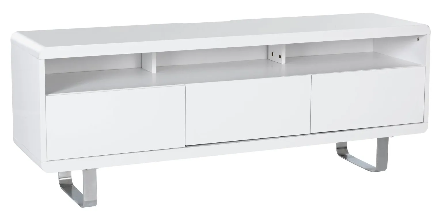 Habitat Sleigh 2 Door 1 Drawer TV Unit  - White Gloss