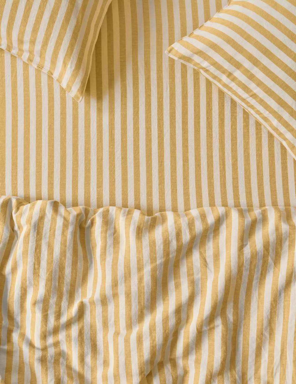 Piglet In Bed Linen Rich Pembroke Stripe Fitted Sheet Yellow Mix