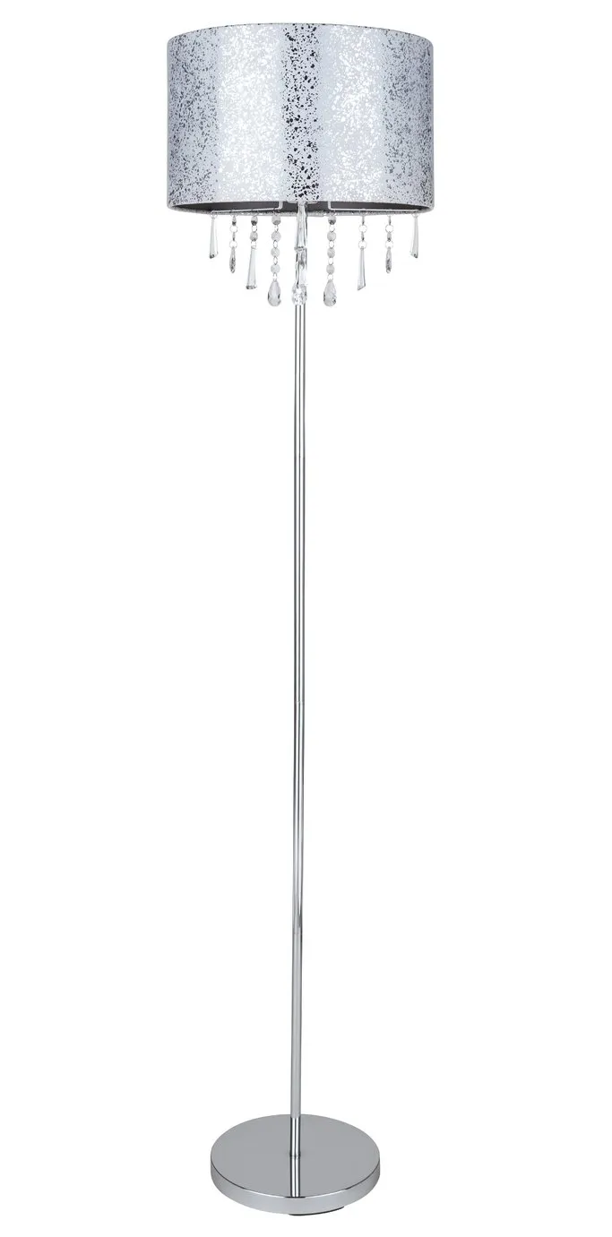 Argos Home Beaded Stick Floor Lamp - Suede and Silver Foil