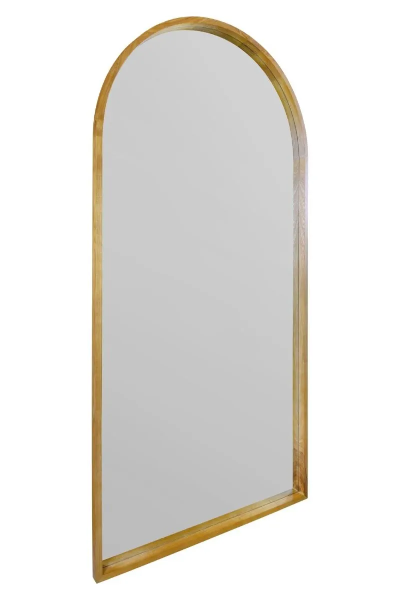 MirrorOutlet Solid Oak Framed Arched Leaner Wall Mirror 79" X 39" (200CM X 100CM) in Beige 5