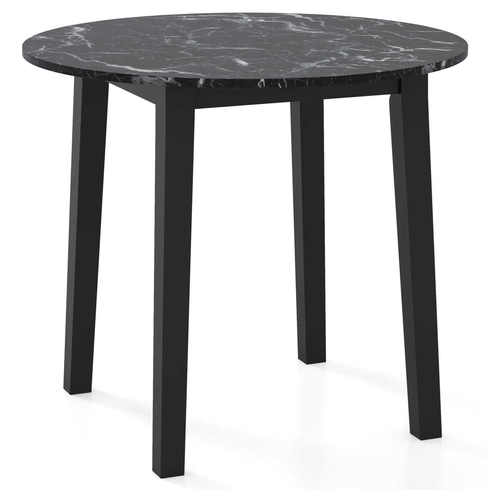 Costway Round Dining Table 35" Kitchen Table w/ Rubber Wood Legs in Black