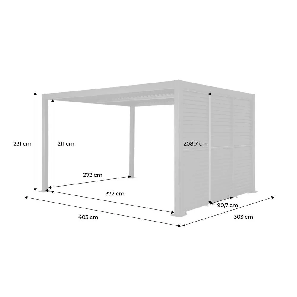 sweeek Louvered pergola 4x3m + 3 100 cm adjustable slat louver panels in Dark Grey 5