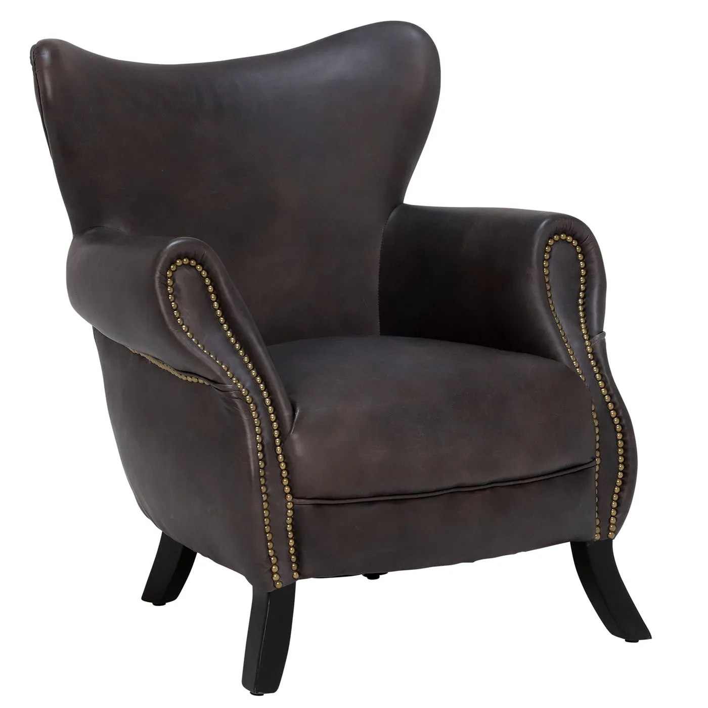 Timothy Oulton Scholar Leather Chair, Black and Black