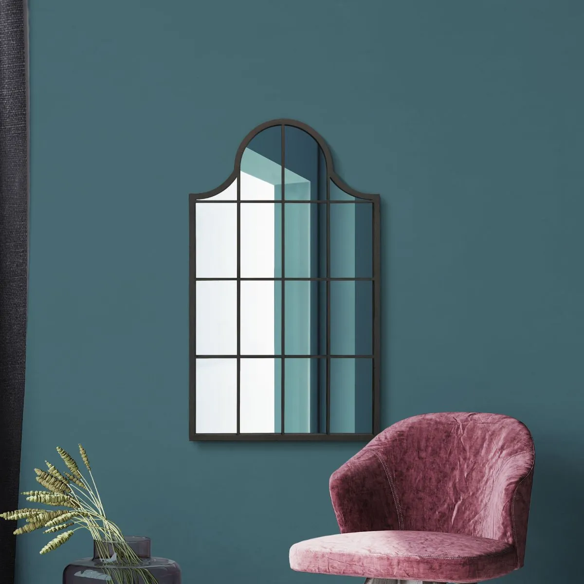 MirrorOutlet Black Metal Framed Arched Wall Mirror 41" X 24" (104CM X 62CM) 6