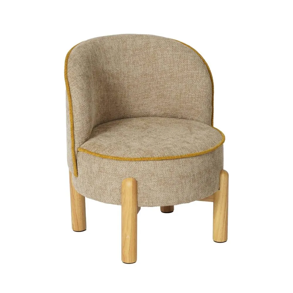 sweeek Children's vintage armchair rubberwood & chenille fabric in Beige 2