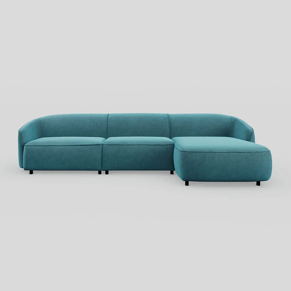 Heal's Aurelie Large Chaise Sofa RHF Smart Luxe Velvet Airforce Blue 1