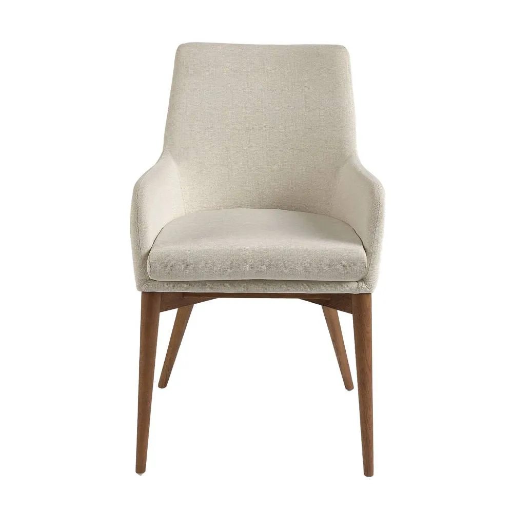 Angel Cerda Beige Fabric Dining Chair with Walnut Legs (Model ) 2