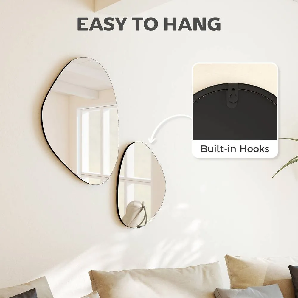 HOMCOM Pebble-Shaped Decorative Mirror, Set of 2 Wall Mirror in Black 6