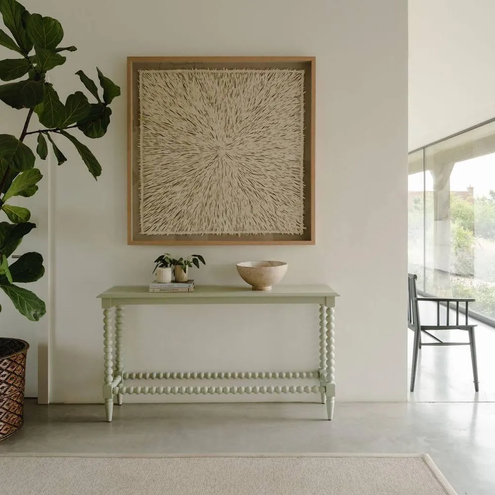 Statement Furniture Cromwell Large Console table with Bobbin Design in Light Green 1