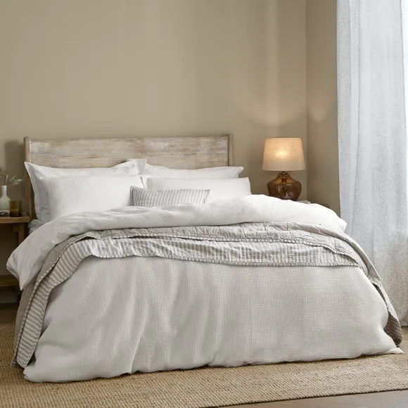 Yard Hebden Waffle 100% Cotton Duvet Cover & Pillowcase Set 1