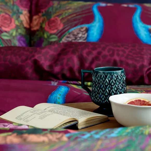 Matthew Williamson Xanadu Peacock 200 Thread Count 100% Cotton Duvet Cover & Pillowcase Set 4