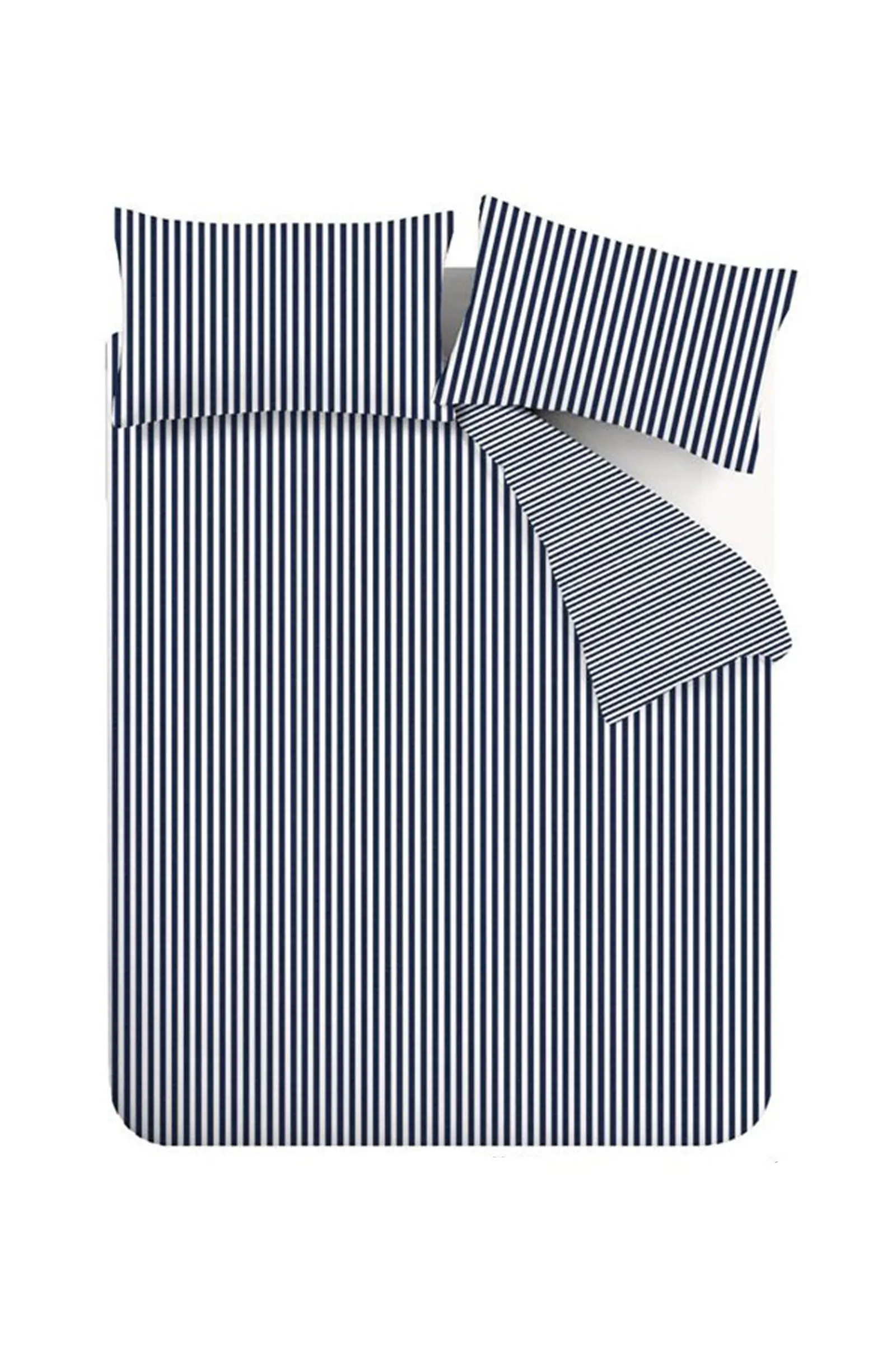 Catherine Lansfield Brushed Stripe 100% Cotton Duvet Cover Set in Navy 6