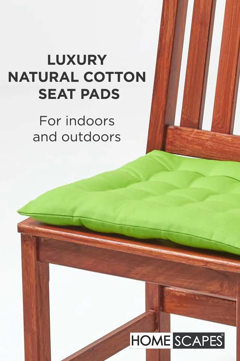 Homescapes 4 Pack Seat Pads Luxury 100% Cotton Indoor Outdoor Garden Cushion, 40cm in Lime 2