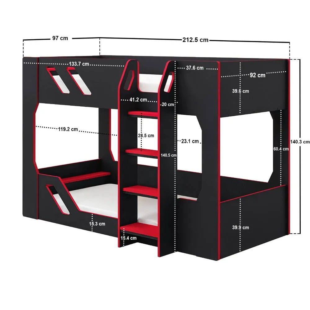Flair Shuttle Gaming Bunk Bed Black & Red 5