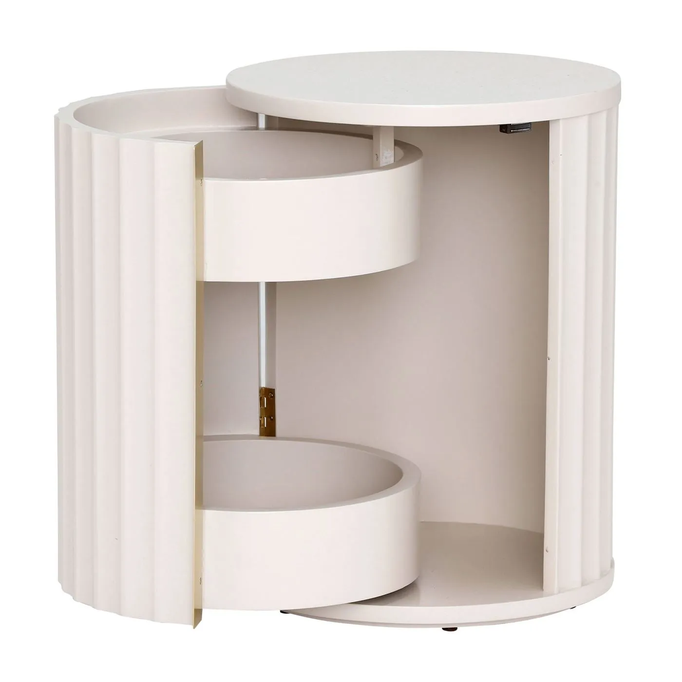 Lucia Bedside Left Table, Round, Neutral Wood | Barker & Stonehouse 5