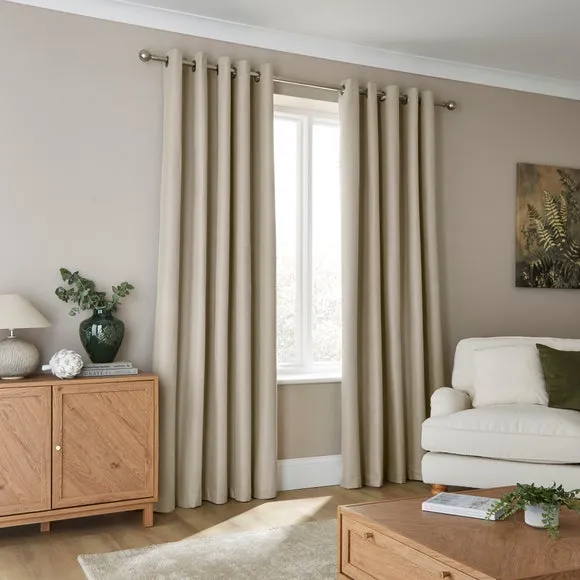 Rotterdam Herringbone Blackout Thermal Eyelet Curtains 2