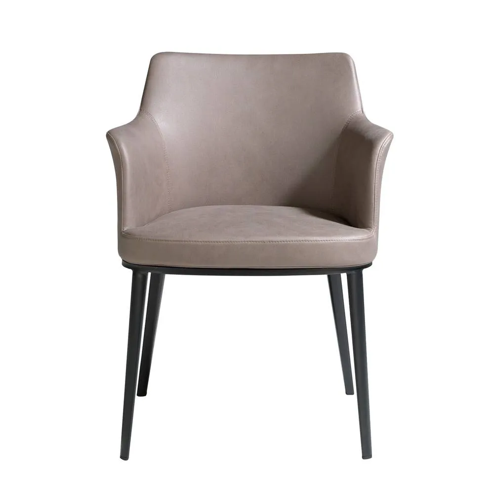 Angel Cerda Model Mink Fabric Dining Chair with Armrests and in Grey 2