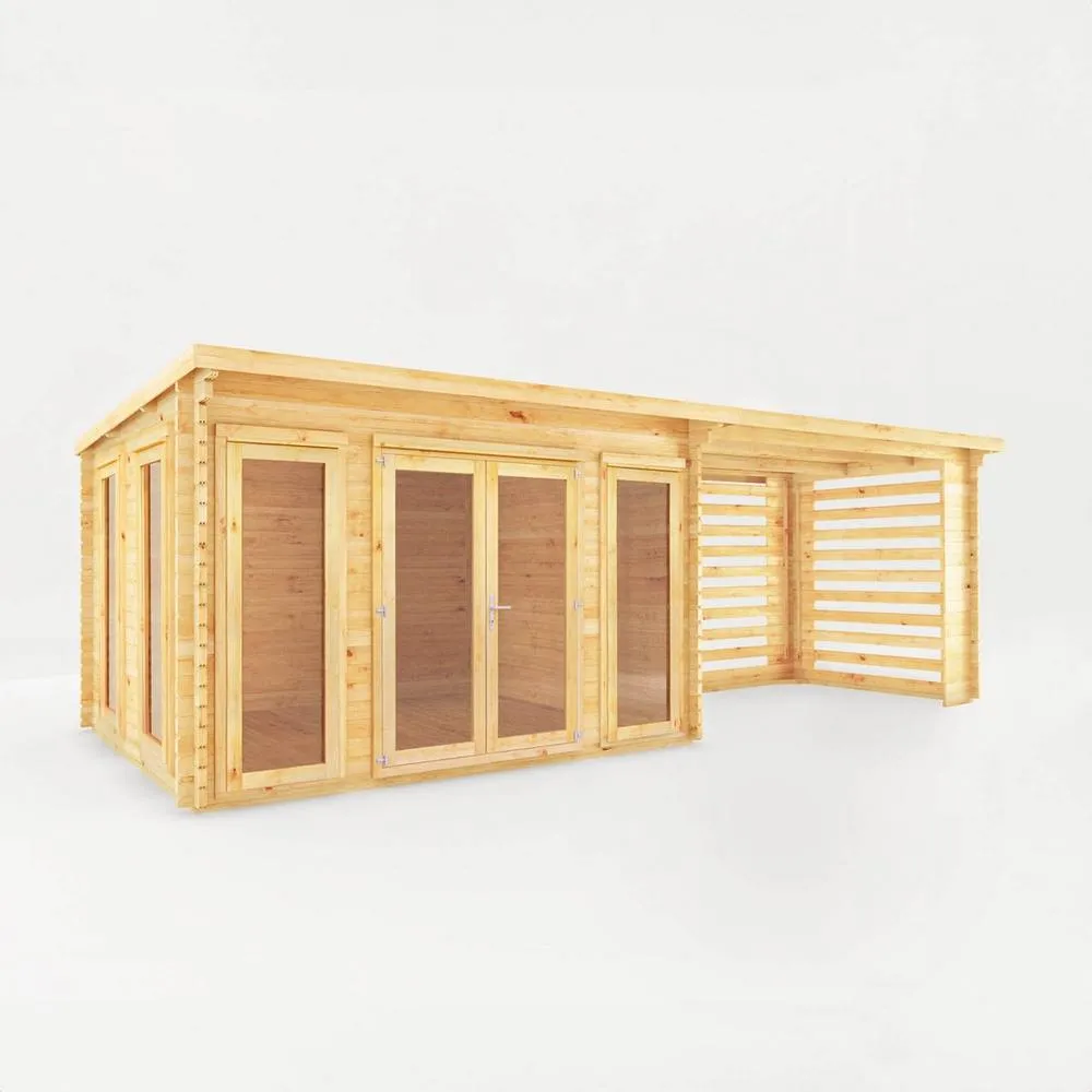 Mercia Studio Pent 28 mm Log Cabin w/ Slatted Area, L333.5 x W691 x H249.4 cm in Tan 2