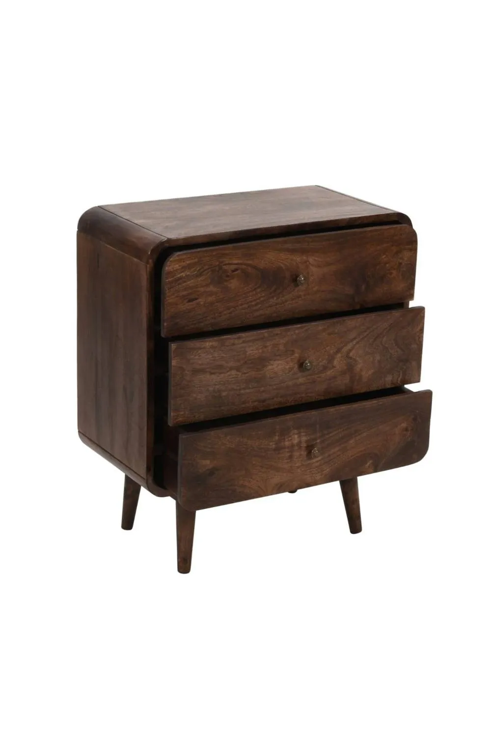 IH Design Rowledge Dark Mango Wood 3 Drawer Chest in Dark Brown 4