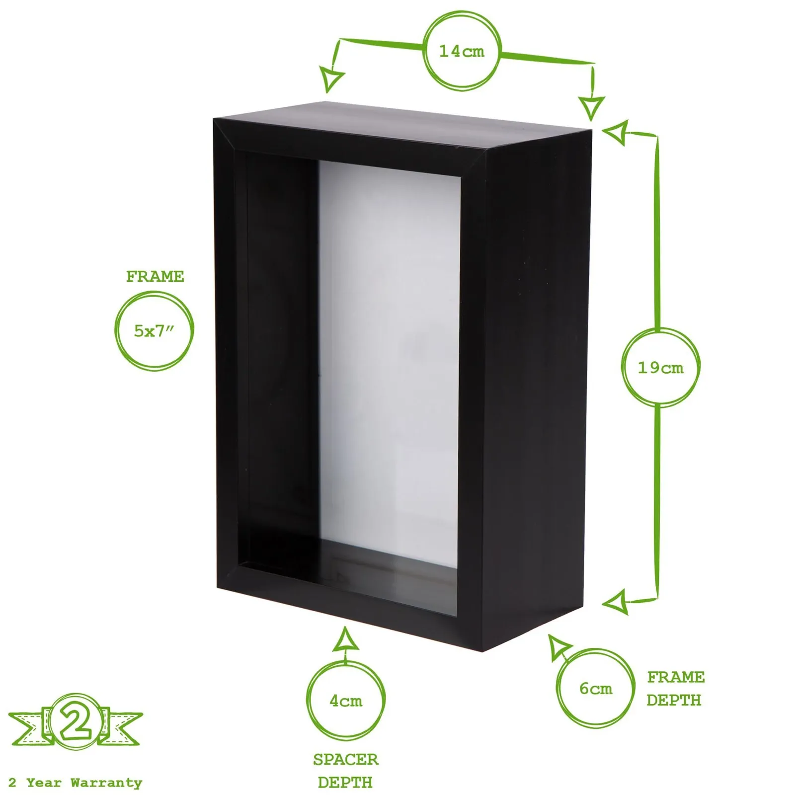 Nicola Spring 3D Deep Box Photo Frame - 5 x 7" in White 4