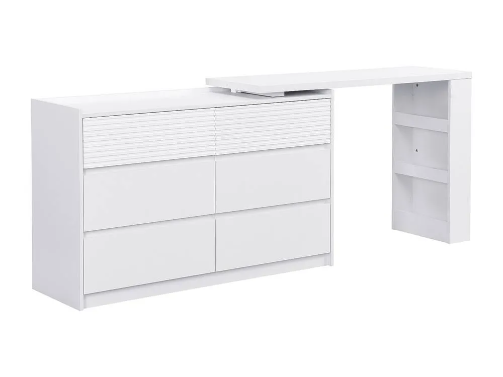 Vente-unique Dressing Table Chest Of Drawers With 6 Drawers & 3 Open Compartments in White 5