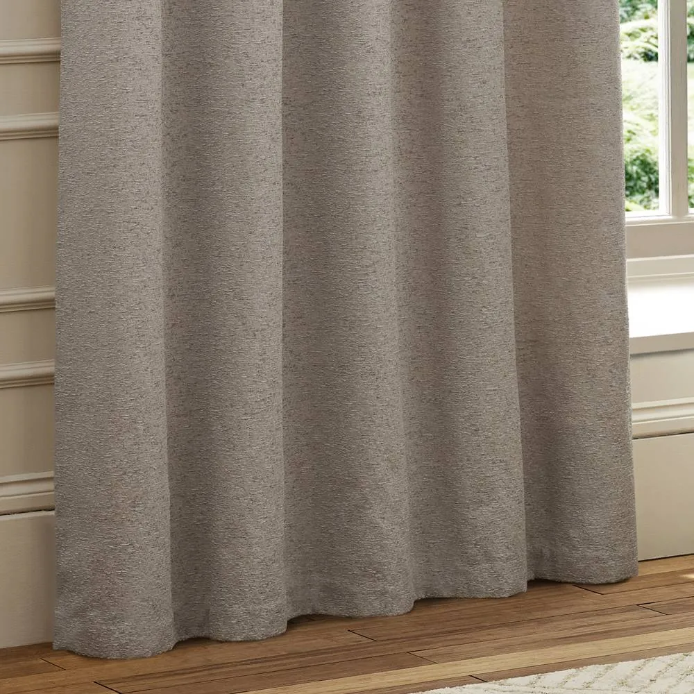 Paoletti Galaxy Velvet Chenille Eyelet Curtain Pair in Silver 4