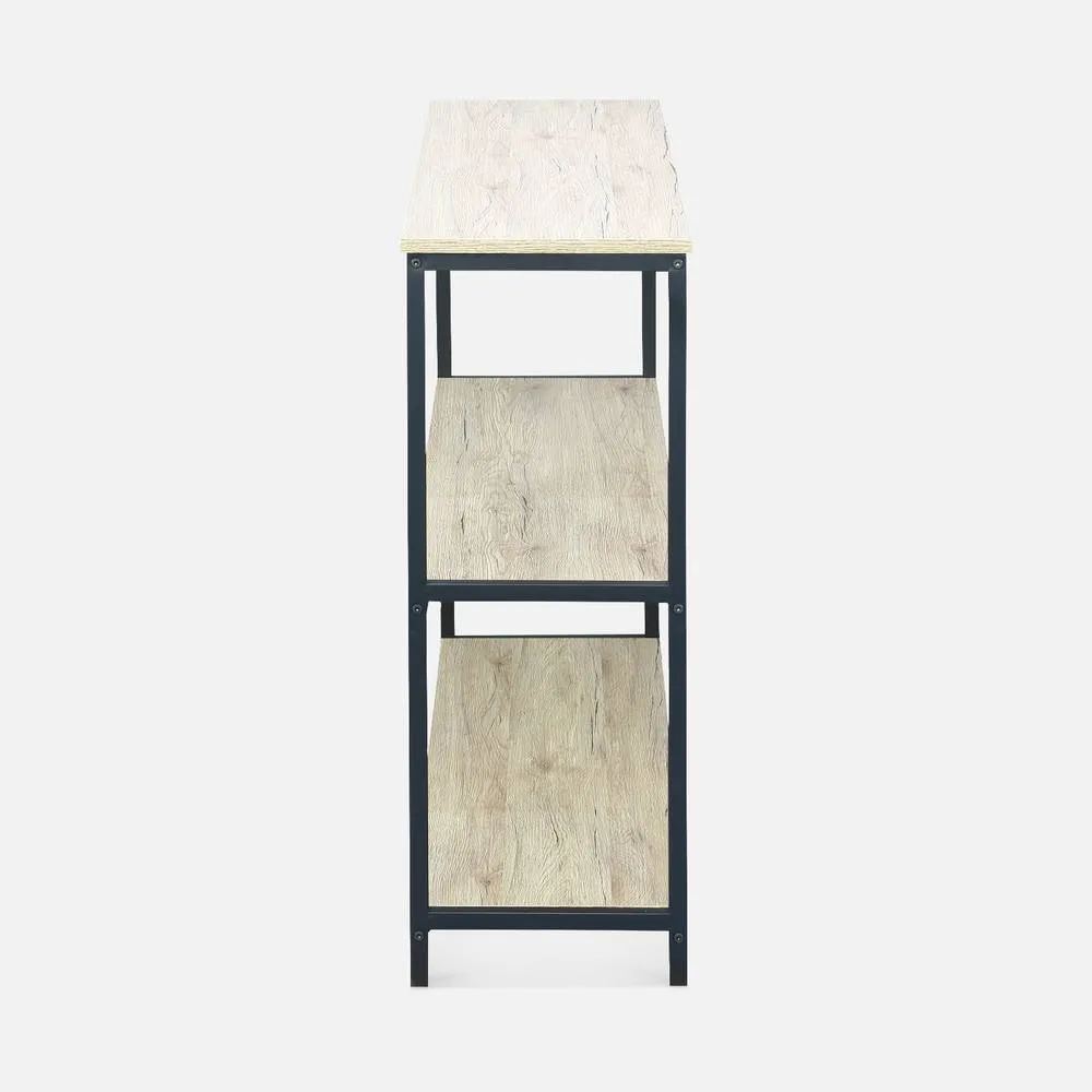 sweeek 3-level Industrial Bookcase With Wood & Metal Effect in Black 3