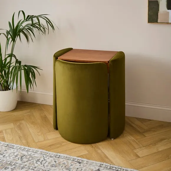 Frankie Velvet Compact Dressing Table Set with Mirror and Stool 3