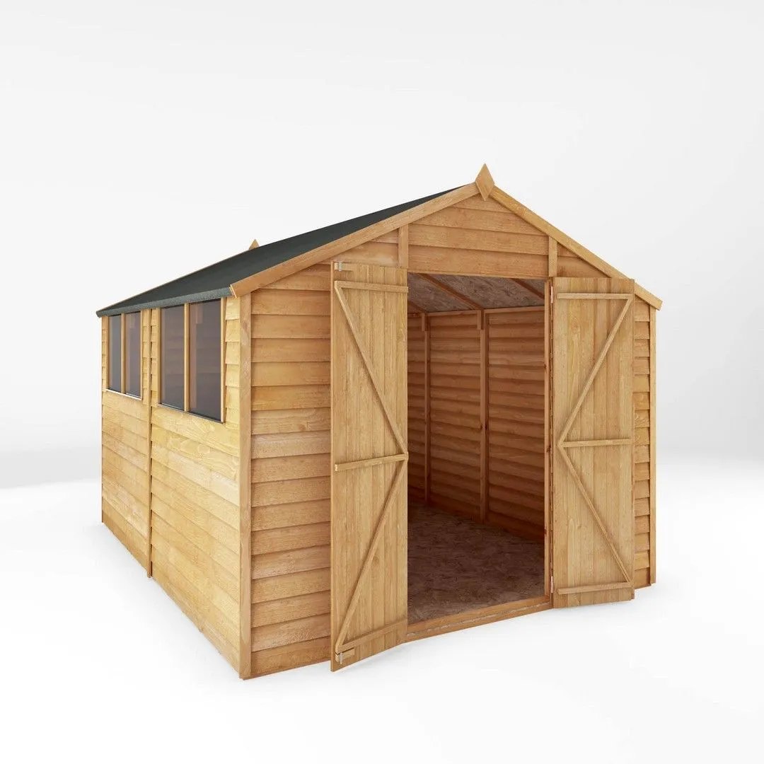 Mercia 10 x 8 Feet Overlap Apex Shed - L296.6 x W248.4 x H211.8 cm - Brown 2