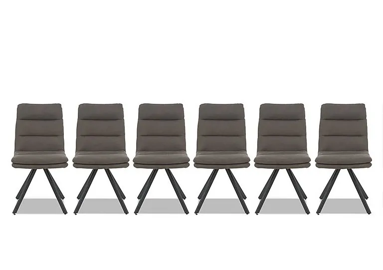 Njord Set of 6 Fabric Swivel Dining Chairs - Anthracite
