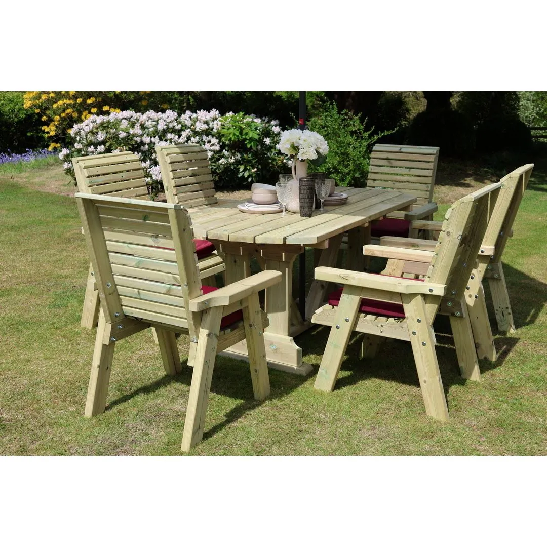 Churnet Valley Garden Furniture Ltd Ergo 6 Chairs Table Set - Min. Assembly Required - Set of Cushions Inc in Brown 2