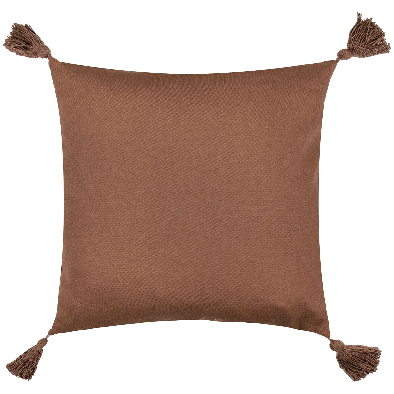 Yard Durdle 100% Cotton Embroidered Tasselled Cushion in Brown 3