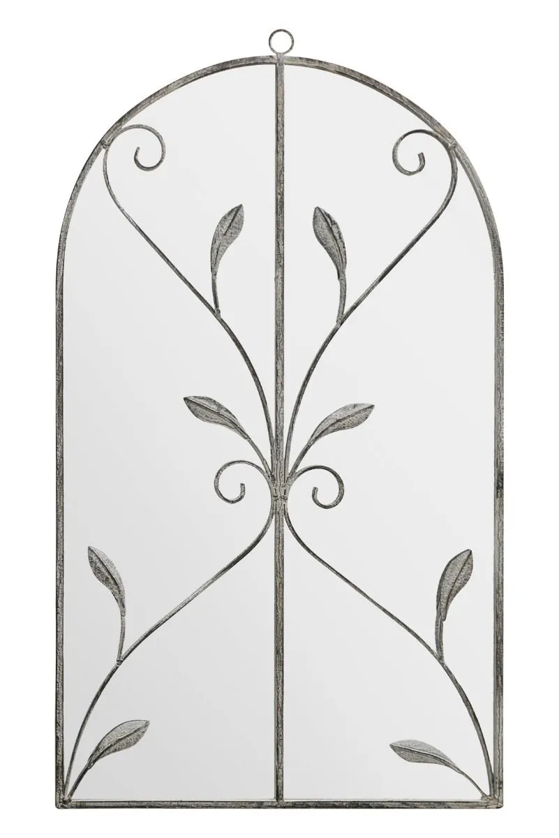 MirrorOutlet Concrete Colour Metal Frame Arched Garden Mirror 31" x 18" 80 x 46CM in Grey 6