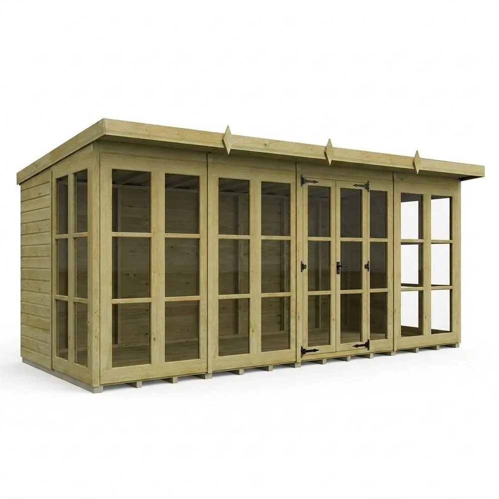 Buttercup Farm 20ft x 8ft Georgian Pent Summer House - Pressure Treated Timber in Brown