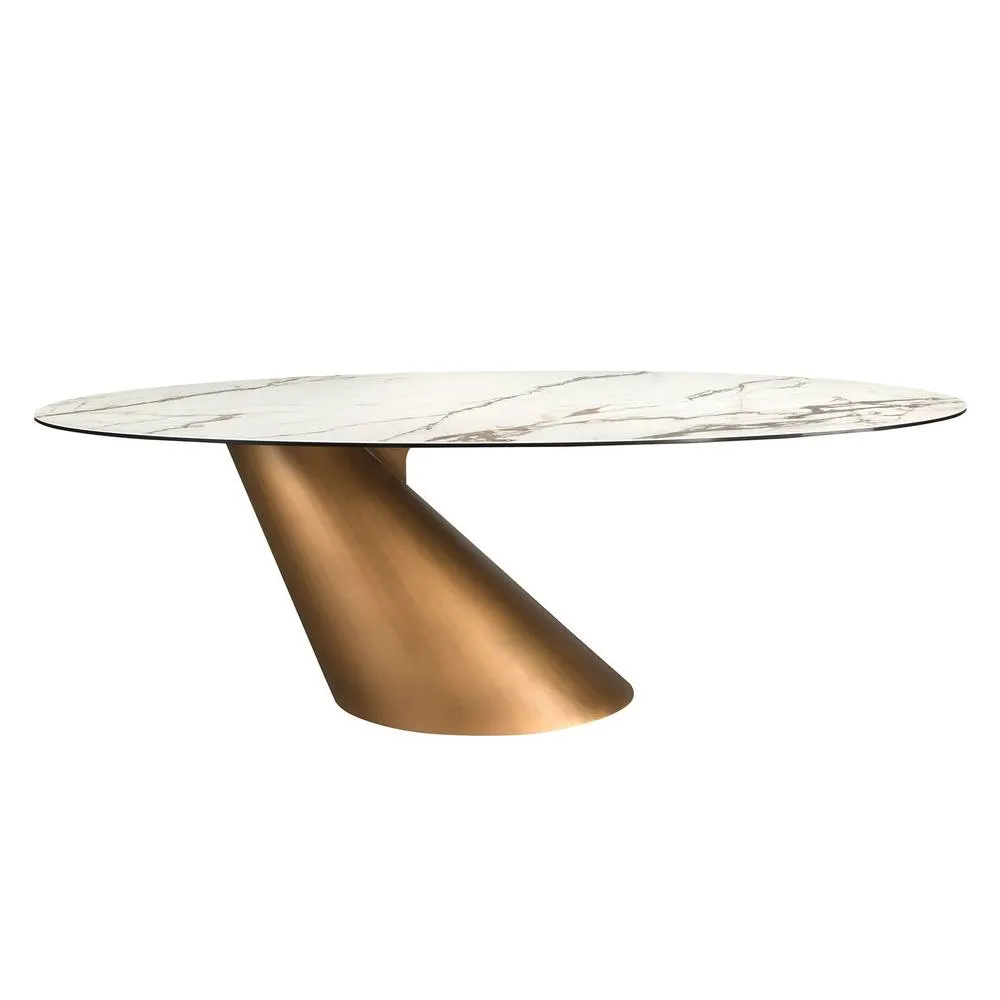 Angel Cerda Oval Dining Table White Porcelain Marble Top 2