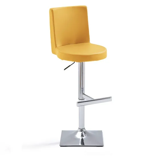 Twist Bar Stool Curry Faux Leather With Square Chrome Base