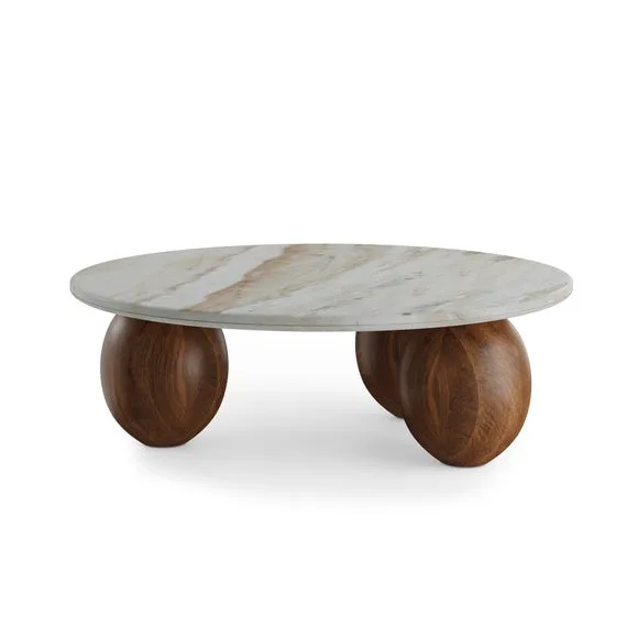 Buffie Coffee Table, Marble and Mango Wood 4
