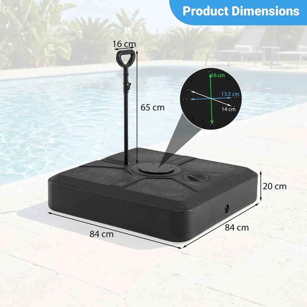 Costway Umbrella Base w/Wheels 150 kg Water & Sand Weighted Umbrella Stand in Black 2
