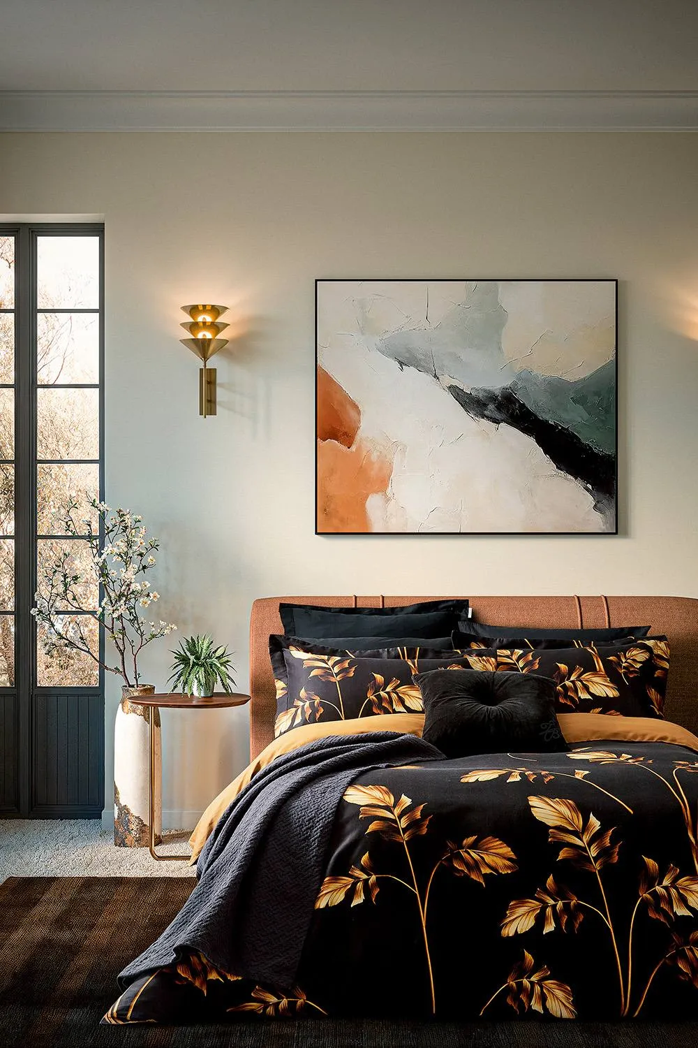Ted Baker 'Gilded Floral' Cotton Duvet Cover Set in Black 2