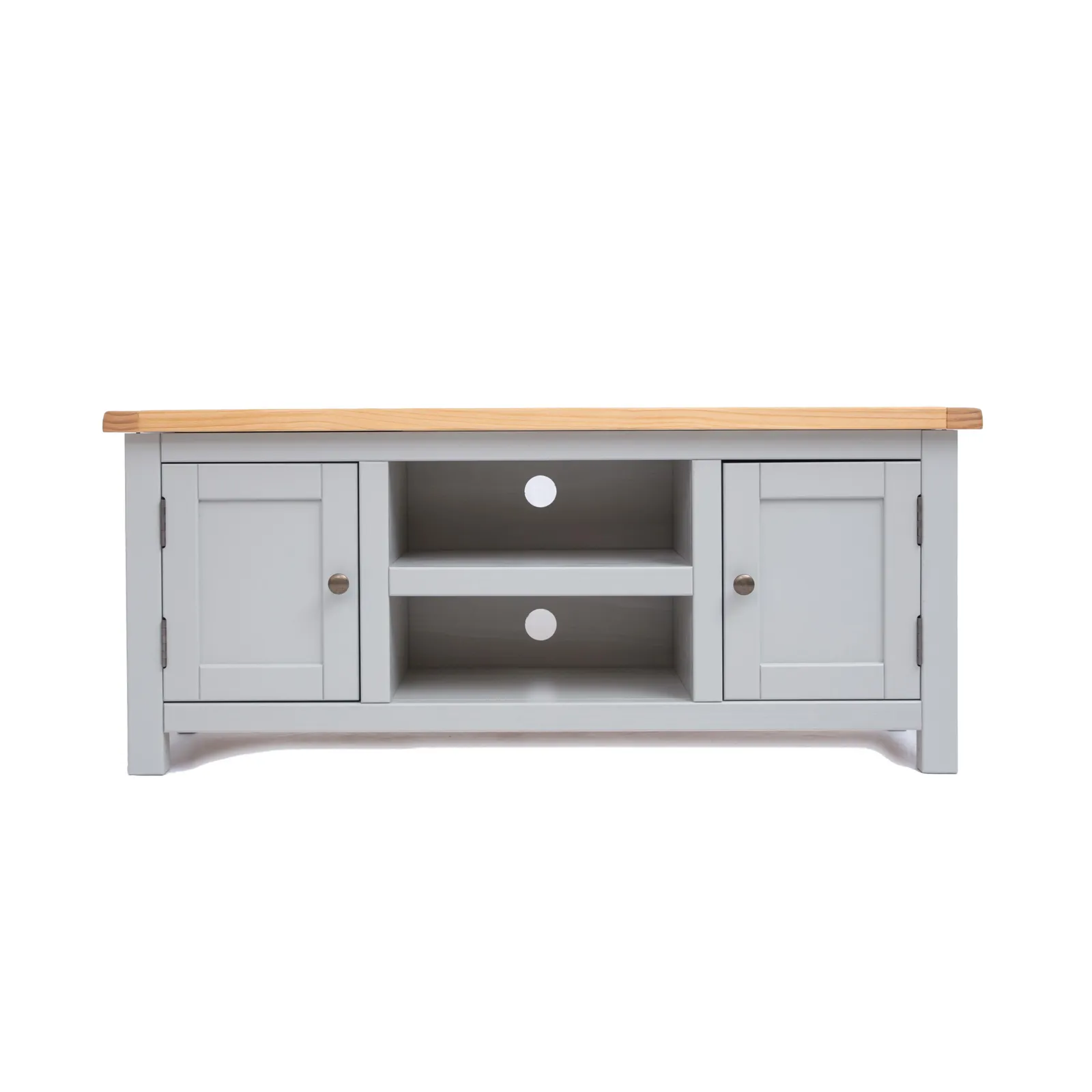 Cabinet Bits Argenta Light Grey 2 Door TV Cabinet Brass Knob