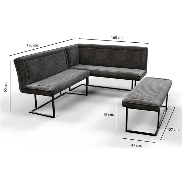 Indus Valley Athena 6 Seater Dining Table Corner Bench Set 6