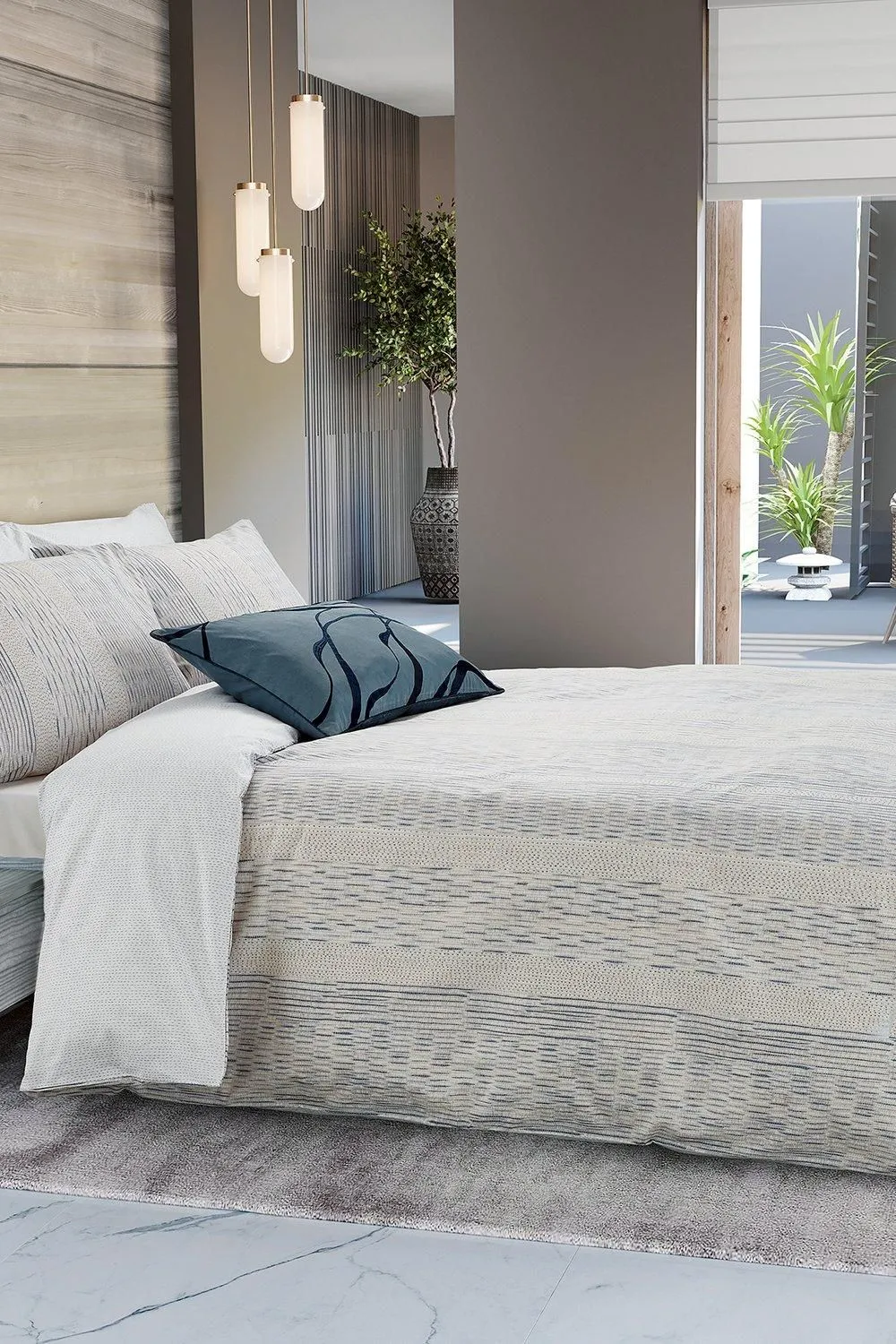 Nalu Nicole Scherzinger 'Bamboo' Cotton Duvet Cover Set in Blue