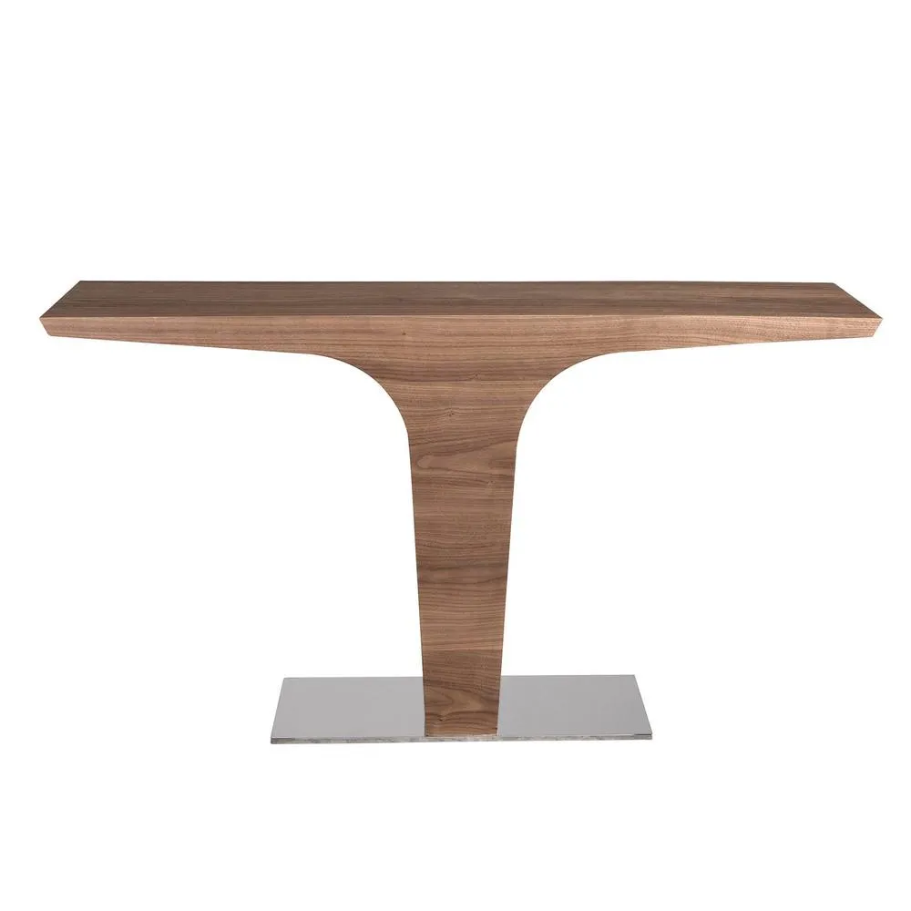 Angel Cerda Rectangular Walnut Console Table with Chrome-Plated in Brown 2