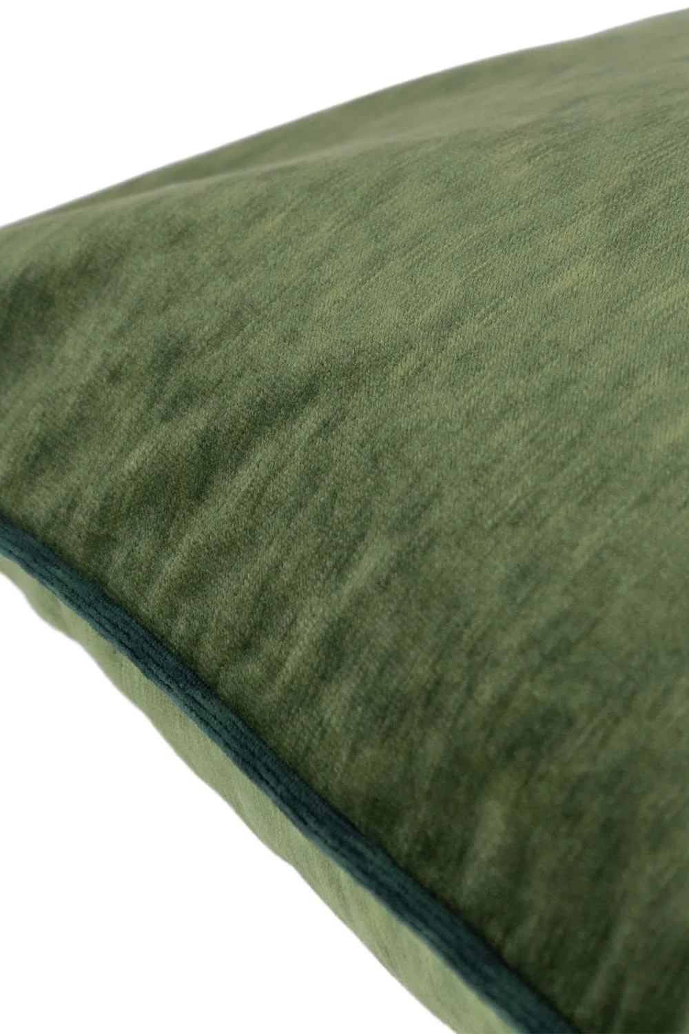 Paoletti Torto Mottled Velvet Contrast Piped Cushion in Green 3
