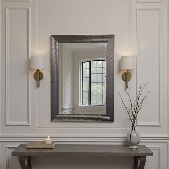 Yearn Wave Framed Bevelled Rectangle Wall Mirror 4